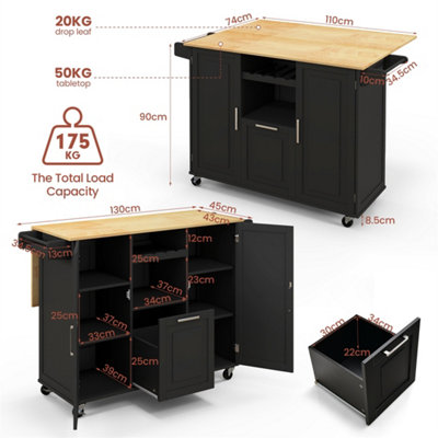 Kitchen Trolley Cart Rolling Kitchen Island Cart with Deep Drawer