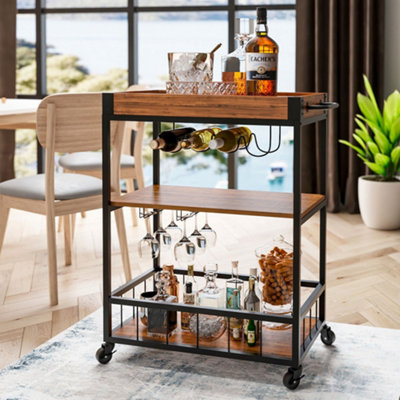 Kitchen Trolley selling Cart with Wine Rack