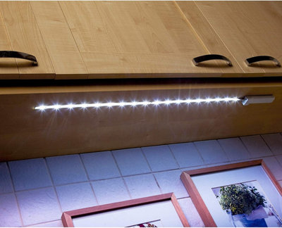 Kitchen Under Cupboard Strip Light Battery Powered Self Adhesive Portable Light Measures 61cm Long