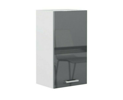 Kitchen Unit 40cm 400mm Wall Cabinet 1 Door Cupboard Soft Close Grey Gloss Luxe