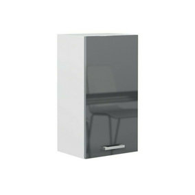 Kitchen Unit 40cm 400mm Wall Cabinet 1 Door Cupboard Soft Close Grey Gloss Luxe