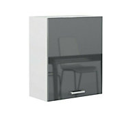 Kitchen Unit 60cm 600mm Wall Cabinet 1 Door Cupboard Soft Close Grey Gloss Luxe