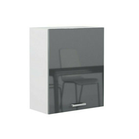 Kitchen Unit 60cm 600mm Wall Cabinet 1 Door Cupboard Soft Close Grey Gloss Luxe