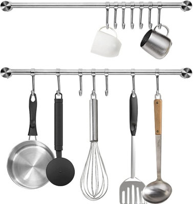 Kitchen Utensil Rack, 2 Piece Set 15.6 inch Pot and Pan Wall Mounted ...