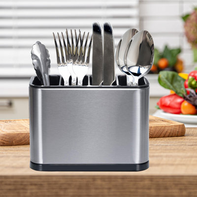 Kitchen Utensils Caddy Stainless Steel Cutlery Holder Organizer