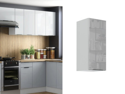 Kitchen Wall Cabinet Cupboard 300mm Grey Gloss Storage Universal Open Modern Unit Star