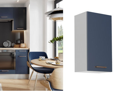 Kitchen Wall Cabinet Cupboard 400mm Navy Blue Unit Narrow Storage Copper Nora