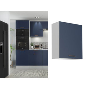 Kitchen Wall Cabinet Cupboard 600mm Navy Dark Blue Unit Storage Copper Pull Nora