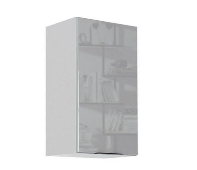 Kitchen Wall Unit 400mm Cabinet Soft Close 40cm Cupboard Light Grey Gloss Star