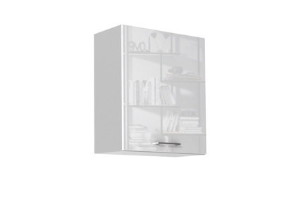 Kitchen Wall Unit 600mm Cabinet Cupboard Upper Soft Close White Gloss/Grey Ella