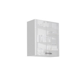 Kitchen Wall Unit 600mm Cabinet Cupboard Upper Soft Close White Gloss/Grey Ella