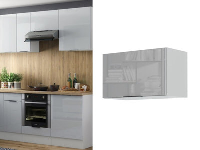 Kitchen Wall Unit 600mm Extractor Fan Hood Housing Cabinet Modern Grey High Gloss Star