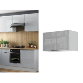 Kitchen Wall Unit 600mm Extractor Fan Hood Housing Cabinet Modern Grey High Gloss Star