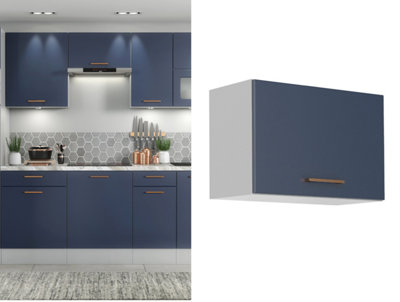 Kitchen Wall Unit 600mm Extractor Fan Hood Housing Cabinet Navy Dark Blue Nora
