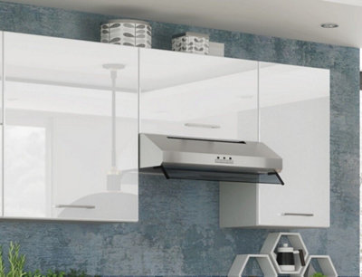 Kitchen Wall Unit 600mm White Gloss Extractor Fan Hood Housing Cabinet ...