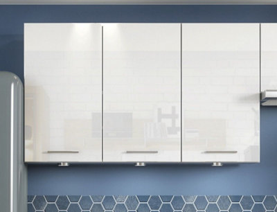 Kitchen Wall Unit 800mm Cabinet 2 Soft Close Doors 80cm White Gloss/Grey Ella
