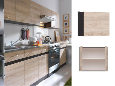 Kitchen Wall Unit Cabinet Cupboard 800mm Modular Upper Storage Sonoma Light Oak Wenge Brown Wooden Effect Junona