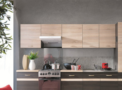 Kitchen Wall Unit Cabinet Cupboard 800mm Modular Upper Storage Sonoma Light Oak Wenge Brown Wooden Effect Junona