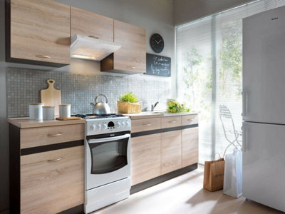 Kitchen Wall Unit Cabinet Cupboard 800mm Modular Upper Storage Sonoma Light Oak Wenge Brown Wooden Effect Junona