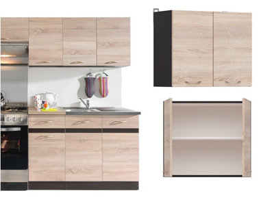 Kitchen Wall Unit Cabinet Cupboard 800mm Modular Upper Storage Sonoma Light Oak Wenge Brown Wooden Effect Junona