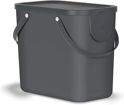 Kitchen Waste Bin, Rotho 25L Waste Separation System w/ Handle, Anthracite