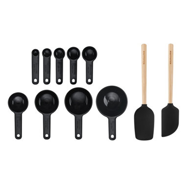KitchenAid 11pc Black Kitchen Utensil Set Measuring Spoons