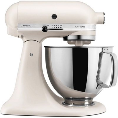 KitchenAid ™ 125 Artisan Mixer 4.8L Porcelain White - Includes Wire Whisk, Dough Hook and Kitchen Aid Flat Beater