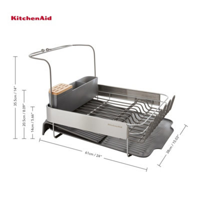KitchenAid Expandable Dish-Drying Rack with Glassware Attachment