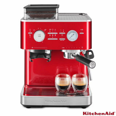 KitchenAid Semi-Auto Espresso Machine 5KES6551BCA Built-In Burr Grinder ...