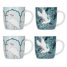 KitchenCraft 4-Piece Exotic Bird Coffee Mug Set