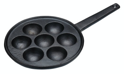 KitchenCraft 8" Round Non-Stick Cast Iron Danish Pancake Pan Heavy Duty