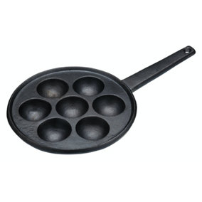 KitchenCraft 8" Round Non-Stick Cast Iron Danish Pancake Pan Heavy Duty