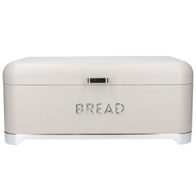 KitchenCraft Carbon Steel Bread Bin Cream Kitchen Food Storage with Lid Retro