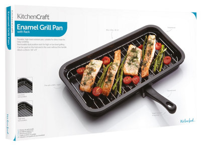 KitchenCraft Enamel 40cm x 23cm Grill Pan