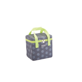 KitchenCraft Lunch Grey Spotty 5 Litre Cool Bag with Lime Handles
