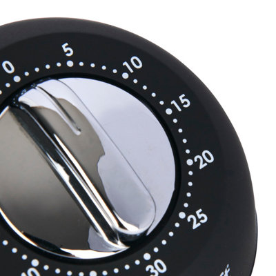 KitchenCraft Mechanical Kitchen Timer with Soft Touch and Chrome finish, Countdown Timer 1 Hour, Black and Chrome