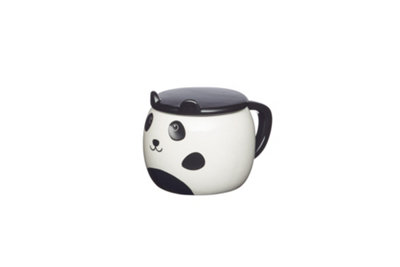 KitchenCraft Painted Ceramic Novelty Panda Mug with Lid