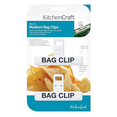 KitchenCraft Plastic Bag Clip (Pack of 2) White (M)