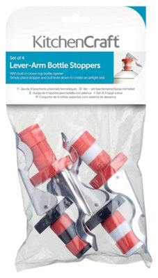 KitchenCraft Set of Four Lever-Arm Action Bottle Stoppers