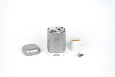 KitchenCraft Tea Canister Metal Storage Container Grey Retro Jar
