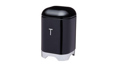 KitchenCraft Tea Canister Metal Storage Container Shadow Black Retro Jar
