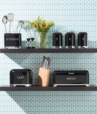 KitchenCraft Tea Canister Metal Storage Container Shadow Black Retro Jar