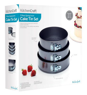 KitchenCraft Three Piece Non-Stick Spring Form Cake Tin Set