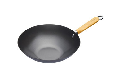 KitchenCraft World of Flavours Oriental Carbon Steel 30cm Non-Stick Wok