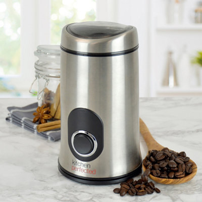 KitchenPerfected 150W 50g Spice & Coffee Grinder - Brushed Steel