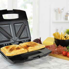 KitchenPerfected 2 Slice Sandwich & Omelette Maker - Non-Stick - Portable  - Black Steel