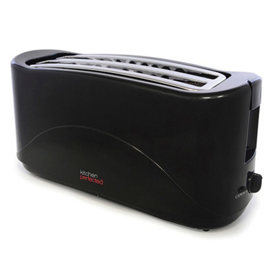 KitchenPerfected 4 Slice Long Slot Toaster Black DIY at B&Q