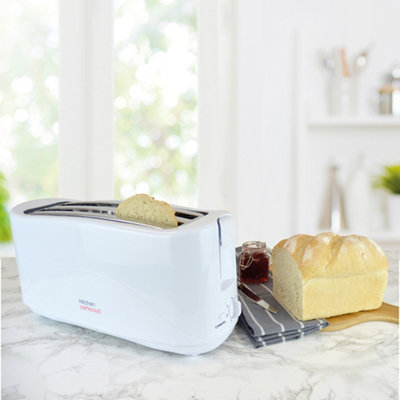 Wide-Slot 4 Slice Toaster, White