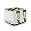 KitchenPerfected 4 Slice Wide Slot Toaster, 7 Browning Settings, Defrost/Reheat/Cancel, - Cream/Black