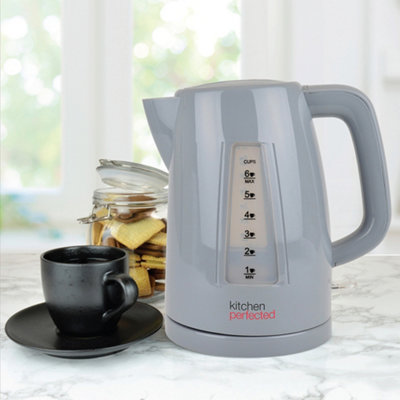 KitchenPerfected Quiet Rapid Boil EcoFriendly Cordless Kettle 3000w, Grey DIY at B&Q